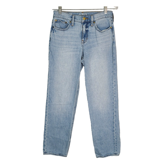 J CREW 90's Classic Straight Leg Jeans 26 High Rise Blue Light Wash 28 Inseam - Picture 1 of 11